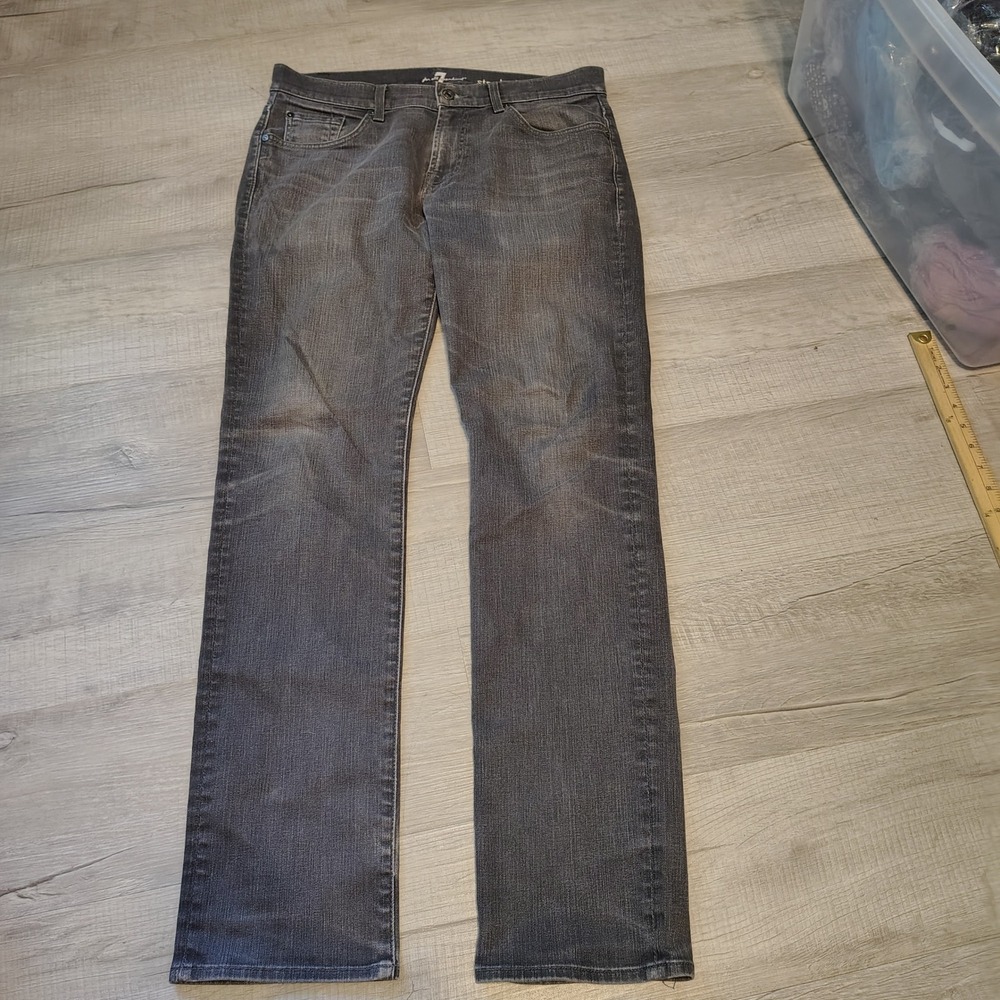 7 For All Mankind Standard Straight Leg Jeans Mens 33 Grey Stretch Denim